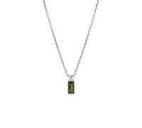 Einzelstück Collier délicat en argent sterling 925 avec pendentif en pierre verte plaqué or 14 carats pour femme Baguette en oxyde de zirconium Collier simple pour femmes et filles (Sage), Filigran