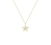 Einzelstück Collier flocon de neige en argent sterling 925 - Véritable bijou pour femme et fille - 45 cm - Pendentif flocon de neige d'hiver et de Noël - Argent, or 14 carats et or rose - Cadeau, 45