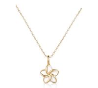 Einzelstück® Collier frangipanier avec pendentif monoï - En argent sterling 925 plaqué or - Hypoallergénique et sans nickel, Filigran, Argent sterling, Zircon cubique