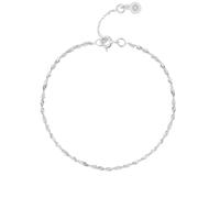 Einzelstück Singapour Chaîne de cheville en argent sterling 925 I Bracelet de cheville torsadé en argent I Or 14 carats et or rose véritable Chaîne Singapour femme, Eine Grösse, Argent sterling, Pas