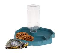 Eioflia Bol à eau pour tortue 2 en 1 pour reptile - Distributeur automatique de nourriture pour tortue - Accessoires pour tortue - Bleu - Hermite Crabe