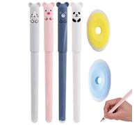 Eioflia Lot de 4 stylos à encre gel effaçables avec 2 gommes, fournitures scolaires durables pour une écriture précise, un dessin et une correction