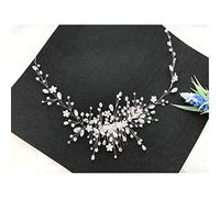 Eioflia Vigne de cheveux de mariage, fleur de vigne de cheveux de mariage avec perles en cristal argenté - Accessoire de coiffure pour femmes et filles (argenté)