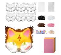 EIOLWJIEO Kit de Pour masque de chat animal dessiné à la main, Pour masque vierge à faire soi-même avec tissu en feutre, graffiti, cadeau fête, papier en forme chat, kit bricolage, tapez+2