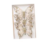 EIOLWJIEO Lot de 3 décorations de Noël polyvalentes en forme papillon avec clip pour une ambiance festive dans n'importe quelle pièce, or, 11.5 x 2 x 10 cm