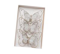 EIOLWJIEO Lot de 3 décorations de Noël polyvalentes en forme papillon avec clip pour une ambiance festive dans n'importe quelle pièce, Champagne, 11.5 x 2 x 10 cm