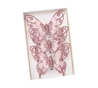 EIOLWJIEO Lot de 3 décorations de Noël polyvalentes en forme papillon avec clip pour une ambiance festive dans n'importe quelle pièce, rose, 11.5 x 2 x 10 cm