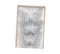 EIOLWJIEO Lot de 3 décorations de Noël polyvalentes en forme papillon avec clip pour une ambiance festive dans n'importe quelle pièce, argent, 11.5 x 2 x 10 cm