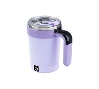 EIOLWJIEO Mug auto-mélangeur avec affichage LED de la température, chargement USB, couvercle étanche, gobelet magnétique automatique, tasses en acier, violets