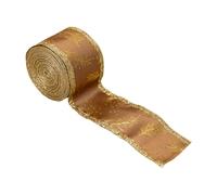 EIOLWJIEO Ruban décoratif à Bord métallique pour Noël, idéal pour Les fêtes, Les décorations de Mariage et compositions Florales. Confection de nœuds, nœuds à Cheveux, Or, 500 x 5 cm