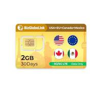 EIOTCLUB Carte SIM de Voyage Globale, 2 Go de données, 30 Jours, pour 33 Pays en Europe, USA, Canada, Mexique, Rechargeable, sans numéro de téléphone, Plug-and-Play