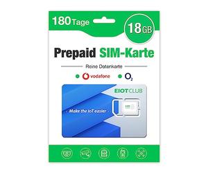 EIOTCLUB Carte SIM Prépayée, 18 Go pour 180 Jours, sans Contrat, Compatible Vodafone et O2, pour Caméras 4G LTE et Routeurs