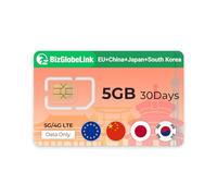 EIOTCLUB Carte SIM Prépayée, Carte SIM Internationale Utilisable dans Chine, Japon, Corée, Données Uniquement, Haut débit 5G/4G LTE, Rechargeable, Parfait pour téléphones, routeurs et tablettes