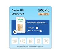EIOTCLUB Carte SIM Prépayée pour Caméra de Surveillance, Caméra de Chasse, WiFi Router, 5G/4G LTE, Compatible avec Les réseaux Bouygues, Orange, Digicel et Free Mobile, Carte SIM Uniquement données