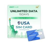 EIOTCLUB Carte SIM USA 15 jours Données illimitées 5G/4G LTE - Data Only Pas de contrat Rechargeable Inclut Hawaii & Alaska - Pour iOS & Android Appareils
