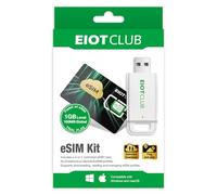 EIOTCLUB Kit Adaptateur & Lecteur SIM vers eSIM pour iPhone/Android, 1.1Go | PC requis pour iPhone, Lecteur SIM USB Fourni | 1,1Go Inclus | 9 Profils Réinscriptibles | Itinérance Data Monde(ex: UE/USA)