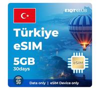 EIOTCLUB Turquie eSIM prépayée, 5 Go 30 jours | Internet haut débit 5G | Données uniquement | Partage de points d'accès pris en charge | Rechargeable