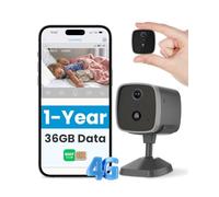 EIOTMART 4G LTE Caméra De Surveillance Intérieure avec Carte SIM, 1 an De Données Illimitées, Caméra 2K Super HD sur Batterie, Mini Caméra sans WiFi, Détection PIR, Vision Nocturne 3MP, TF/Cloud