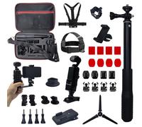 EIOYUMY Kit d'accessoires pour DJI Osmo Pocket 3, étui de transport, sangle de poitrine, sangle de tête, clip d'épaule, trépied, perche à selfie, support de moniteur de téléphone, support de bureau et