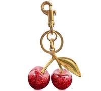 EIOYUMY Porte-clés en Forme de Cerise, Breloque pour Sac à Main, Accessoires en Résine Brillante et Métal, Rouge, Taille L