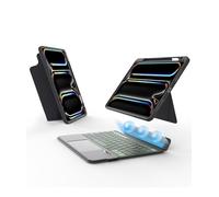 EIP Étui avec clavier Bluetooth pour iPad Pro 11" (M4/M5), 11" avec raccourcis stylet brevetés, protection, support à charnière réglable, coque amovible, rétroéclairage 7 couleurs