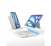 EIP Étui de protection fin avec clavier Bluetooth pour iPad Air 13" (M4 2026/M3 2025/M2 2024), 13" magnétique amovible avec pavé tactile, touches rétroéclairées 7 couleurs, support de raccourci stylet
