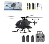 Eipol C189 MD500 Hélicoptère télécommandé - 1/28 4CH hélicoptère RTF à rotor unique avec gyroscope 6 axes et moteur sans balais, ajoute un positionnement du flux optique pour adultes (noir/3 piles)