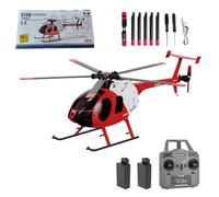 Eipol C189 MD500 Hélicoptère télécommandé - 1/28 4CH hélicoptère RTF à rotor unique avec gyroscope 6 axes et moteur sans balais, ajoute un positionnement du flux optique pour adultes (rouge et blanc/2