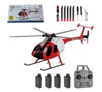 Eipol C189 MD500 Hélicoptère télécommandé - 1/28 4CH hélicoptère RTF à rotor unique avec gyroscope 6 axes et moteur sans balais, ajoute un positionnement du flux optique pour adultes (rouge et blanc/4