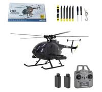 Eipol C189 MD500 Hélicoptère télécommandé - 1/28 4CH hélicoptère RTF à rotor unique avec gyroscope 6 axes et moteur sans balais, ajoute un positionnement du flux optique pour adultes (noir/2 batteries
