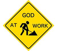 EIQOCCA Plaque en métal vintage avec inscription « God at Work Road » - 30,5 x 30,5 cm