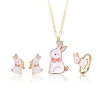 EIR 4 Pcs Bijoux Enfants Fille,Bijoux de Pâques,Boucles d'oreilles de Pâques,Bijoux Pâques Femme,Bunny ear Charm for Jewelry Easter,Cadeau Fille,Convient aux Filles,Cadeaux d'anniversaire