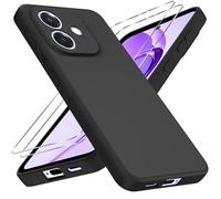 Eirltiy Coque pour Oppo A40/ Oppo A40m / Oppo A60 5G, avec 2 Verres Trempé, Housse Etui de Protection en TPU Silicone Souple, Cover Case Antichoc Anti Rayures avec Protection écran, Noir