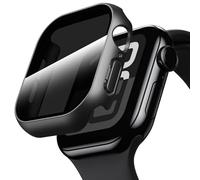 Eirltiy Cover per Apple Watch Series 10 46mm Vetro Temperato Privacy Pellicola Protettiva,Ultra Sottile Rigida Anti-Graffio Custodia Tocco Sensibile Anti Spy Protettiva Case, Nero