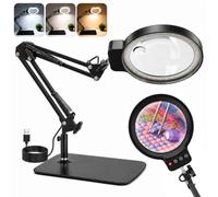 Eirolace 10X 30X Loupe avec Lumière et Support, Lampe Loupe Éclairée à 72 LED, Lampe Loupe De Bureau 3 Couleurs 10 Luminosité, Lampe de Bureau Loup Mains Libres pour Lecture Artisanat Réparation