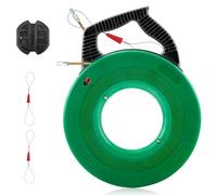 Eirolace Aiguille Electricien 30 M,Tire Fil En Acier Avec 1 Tire-Câble,2 Serre-Câbles,Boîtier,Tire Fils Electrique De 5mm Pour Travaux Électriques Et De Câblage,Vert Foncé