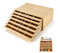 Eirolace Bloc Tiroir Bois 6 Cassettes - Boîte de Rangement pour Artiste avec Tiroirs Extractibles, 40 x 25 x 15 cm, Rangement en Bois pour Pastels, Crayons, Peintures et Pinceaux