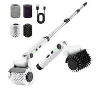 Eirolace Brosse de nettoyage électrique sans fil 4 en 1 avec 2 vitesses et tête réglable, étanche IPX7, manche télescopique pour grille, salle de bain, joints, cuisine, voiture - USB-C