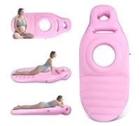 Eirolace Coussin Gonflable de Grossesse, Tapis de Yoga pour Femmes Enceintes avec Trou, Matelas Gonflable Floqué Confortable, Oreiller de Couchage Grossesse, Soutien Complet du Corps(Rose)