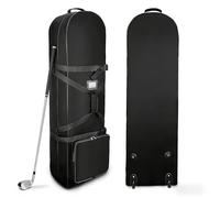 Eirolace Golf Sac de Voyage avec Roues, Sac de Voyage pour Golf avec Roues, Housse de Transport Pliable en Oxford 900D, à roulettes pour Clubs, Résistant à l’Eau, pour Voyages Avion 128x38x23cm, Noir