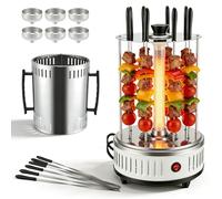 Eirolace Gril électrique Vertical, Gril électrique 1000 W Shish Kebab Grill avec 6 brochettes, Gril Rotatif pour Barbecue, Gril de Table, Tube Chauffant en Verre amélioré pour la Maison, Le Jardin