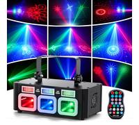 Eirolace Jeux de Lumière DJ, Lumière Disco d'animation 3D RVB avec Effets Stroboscopiques et Laser, Télécommande IR, Lumières de Projecteur DJ pour Soirée, Fête, Anniversaire, Bar, DJ, DMX