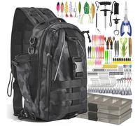 Eirolace Kit de pêche complet de 209 pièces, sac à dos de pêche étanche de 40 l avec boîtes, pince à pêche, extracteur d'hameçons pour la pêche, le camping, la randonnée, la pêche, les boîtes à appâts