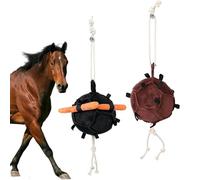 Eirolace Lot de 2 jouets pour chevaux, noir et marron, boules d'alimentation de carotte, pendentif boule d'alimentation lente, balle de récompense pour chevaux, bétail, mouton, anti-stress