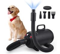 Eirolace Pulseur pour Chien Blower 5.2 CV / 3800 W, Souffleur de Soins pour Chien avec 4 Buses, Professionnel Sèche-Cheveux pour Animaux Vitesse et Température Réglables