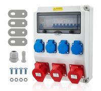 Eirolace Répartiteur de Chantier précâblé 4X 230V Schuko + 2X CEE 16A + 1x CEE 32A, Interrupteur différentiel 50A et disjoncteurs, boîtier IP67 étanche - pour Usage intérieur et extérieur