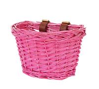 EIRONA Panier de Vélo en Osier pour Enfants de 12 à 16 Pouce, 23 x 15 x 17 cm (Marron Rose Violet)
