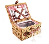 EIRONA Willow Hamper Panier de pique-nique en osier pour 4 personnes avec compartiment isotherme et couverture imperméable