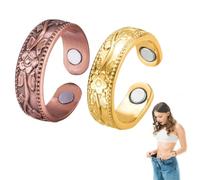 EIROVYA 2 Pièces Bague Connectée Femme anneau Anti-Stress Magnétique Thérapeutique pour Drainage Lymphatique, Anneau Magnétique en Cuivre, Ouverture Réglable