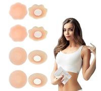 EIROVYA Cache tetons femme,cache-tétons,nipple cover,cache tetons femme reutilisable,2 paires de Cache-tétons Adhésifs Invisibles Réutilisables - Couvre-tétons en Silicone Auto-adhésifs